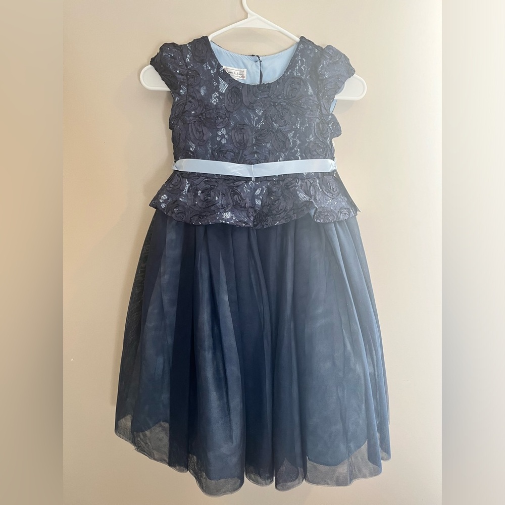Pippa & Julie Girls Pageant Dress Multilayer Tulle Navy size 6x